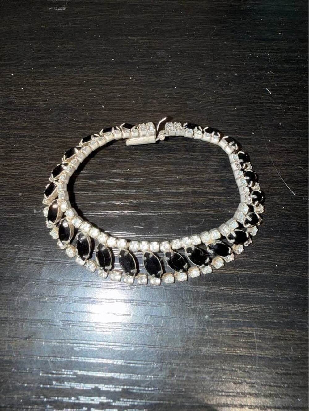 Vintage Black Rhinestone Bracelet Circa 1950s